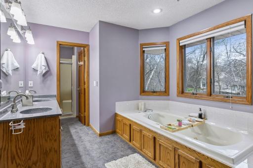 Relaxing primary bath with spa-like feel