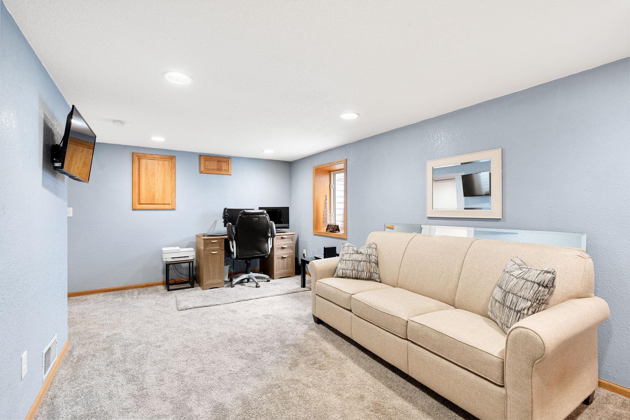 Lower Level Family Room with Egress Window