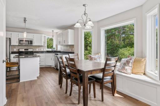 Tons of natural light pours in through the bay window.