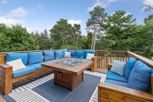 Enjoy outdoor entertaining on this refinished deck.