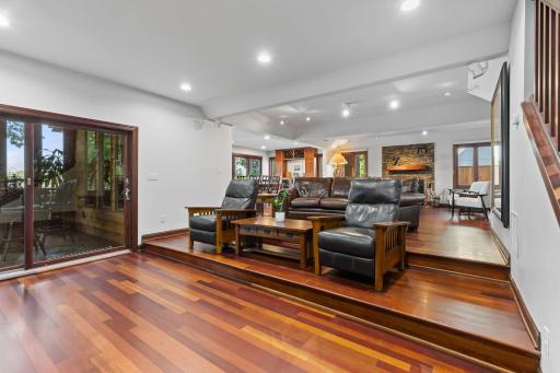For a more relaxed vibe, gather at the main floor family room area.