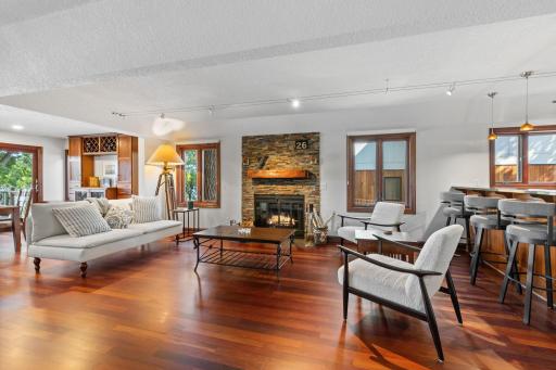 Inviting living room featuring gleaming hardwood floors.