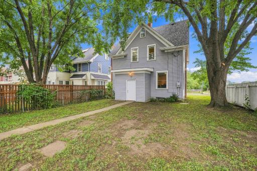 Partially fenced in backyard
