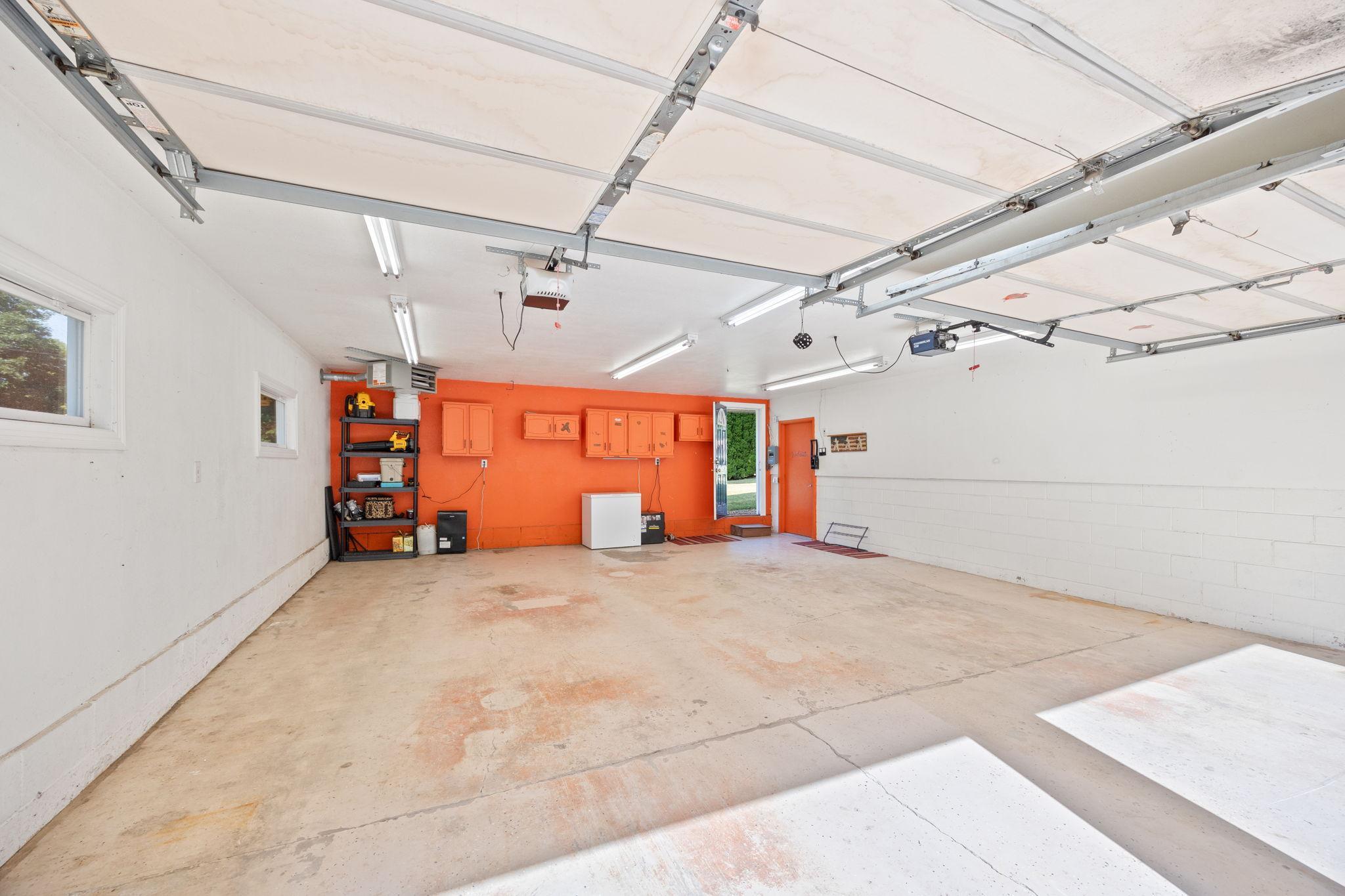 Large two car, insulated garage with heat