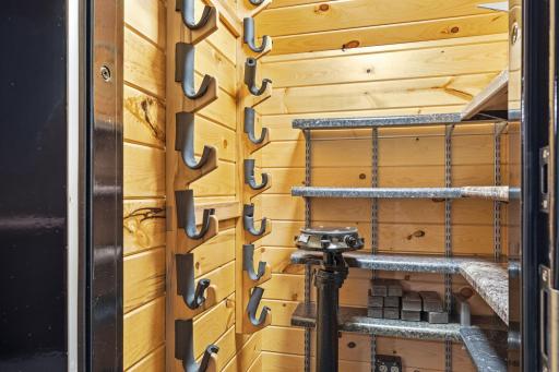 Climate controlled, custom built weapon safe in lower level.