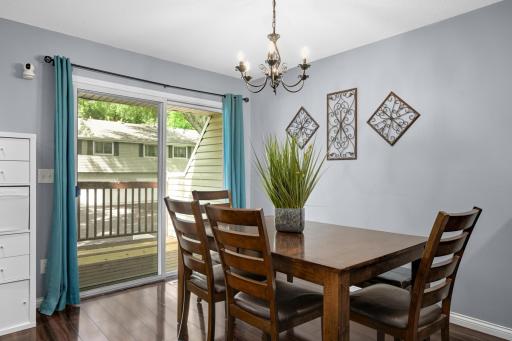 The dining room provides a walk-out to the deck!