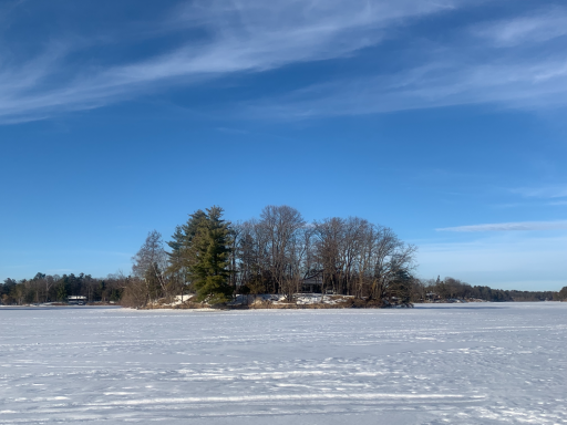 Drive out to the island in winter months, located near the snowmobile trails.