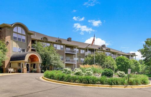 A community surrounded by well-kept landscaping and nature.