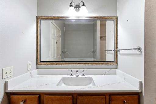 A large vanity area