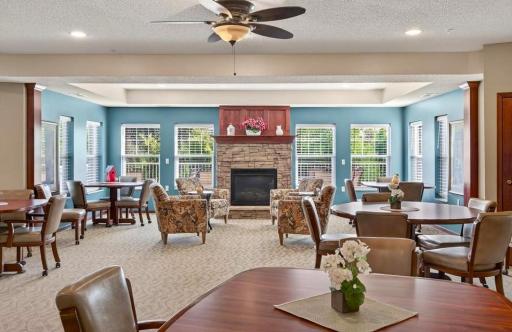 Cozy conversation area in the community room.