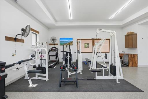Garage offers flexible space with wet bar