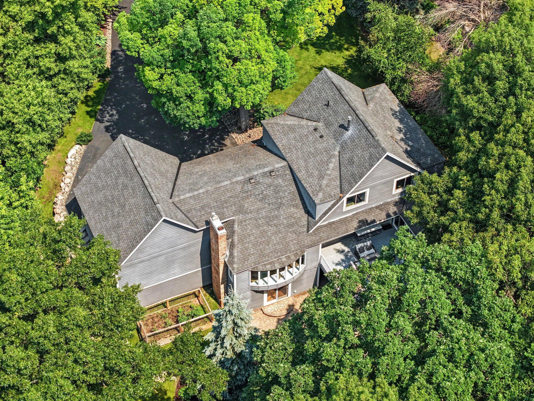Aerial view of the house
