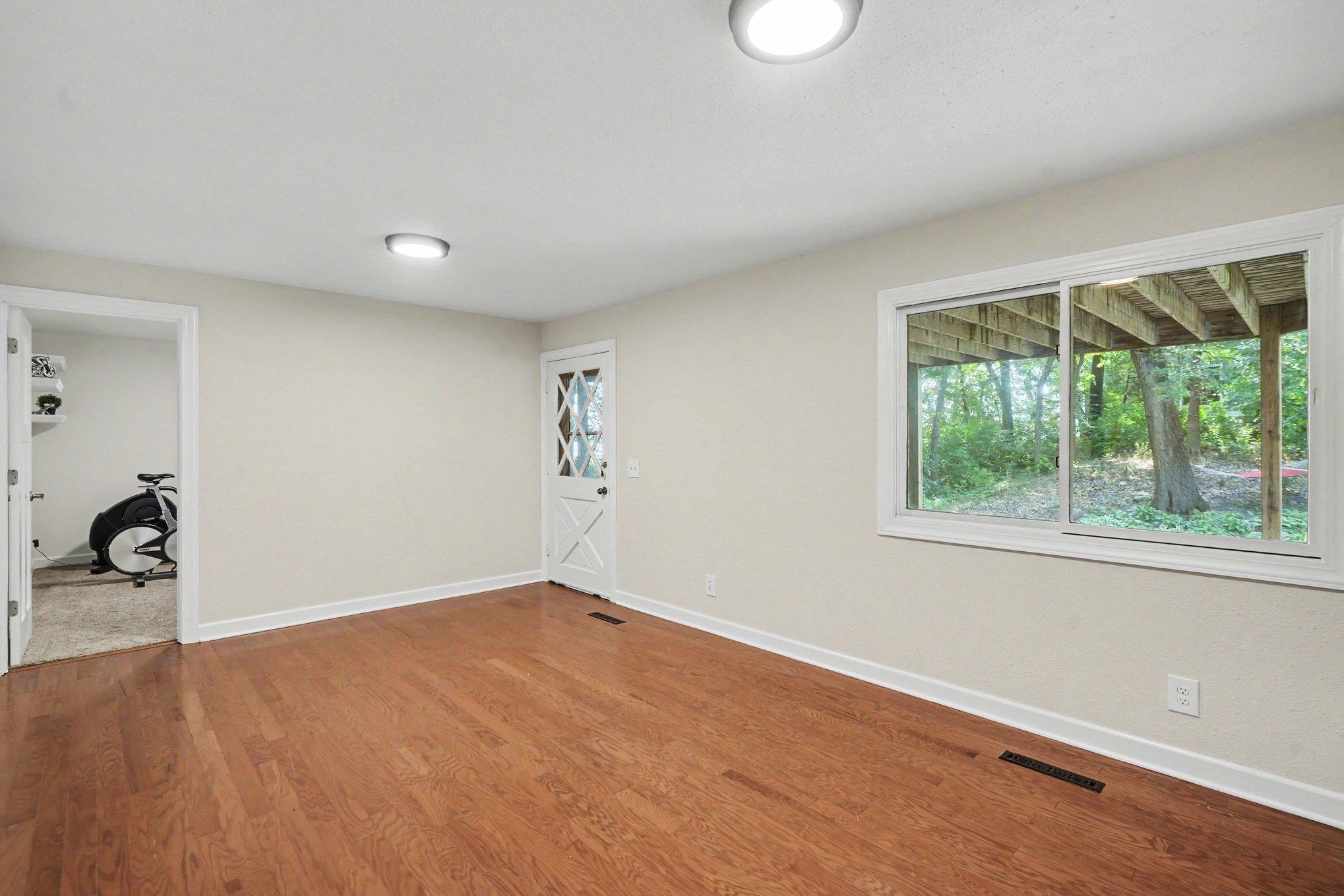 Views of the backyard in the lower level.