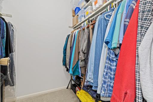 A large primary closet adds to the already abunant storage in this home.