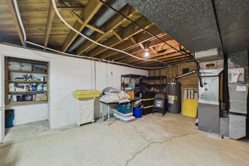 Mechanical room with extra storage space.