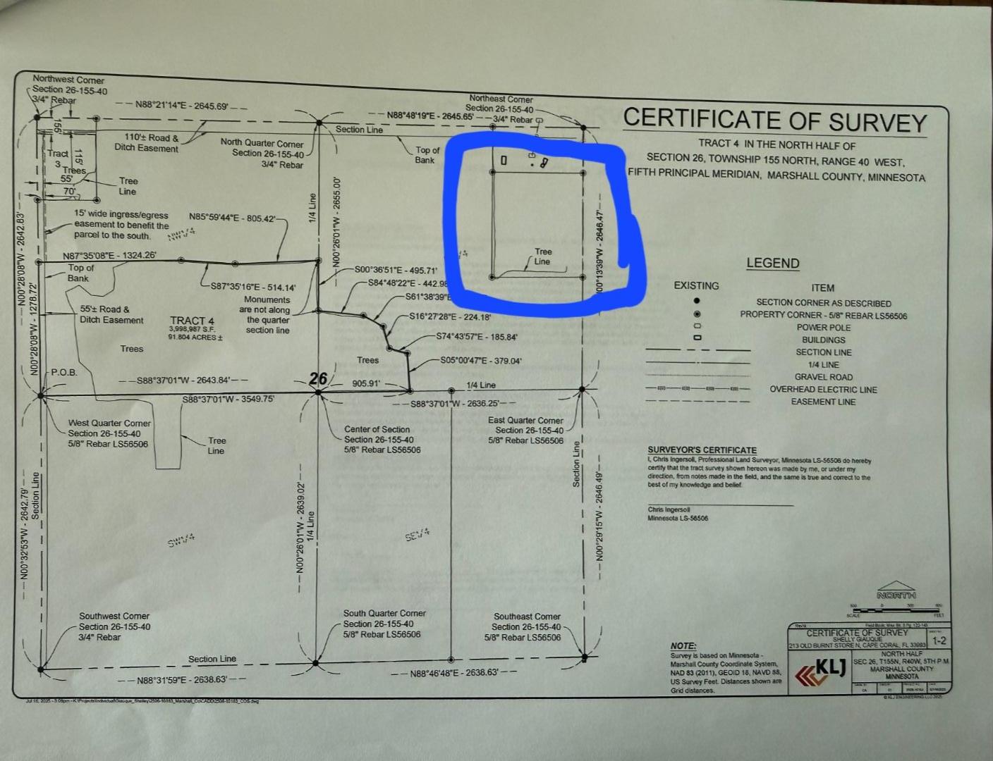 This survey is for the entire original parcel. The parcel outlined is for this listing.