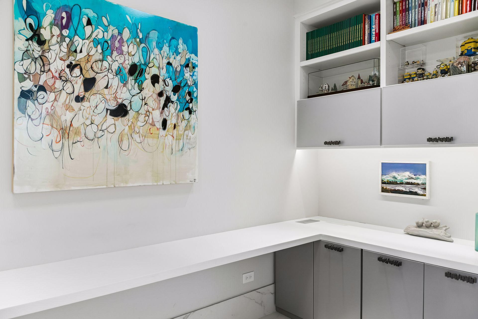 Great desk space with lots of room for storage