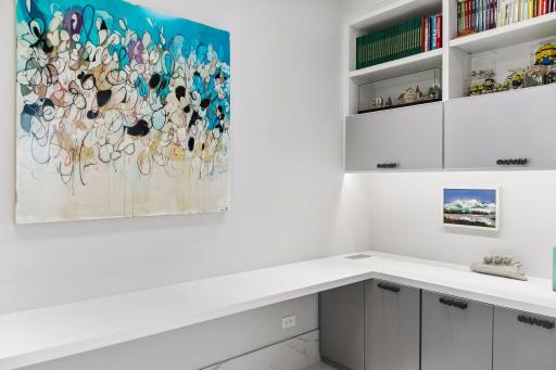 Great desk space with lots of room for storage