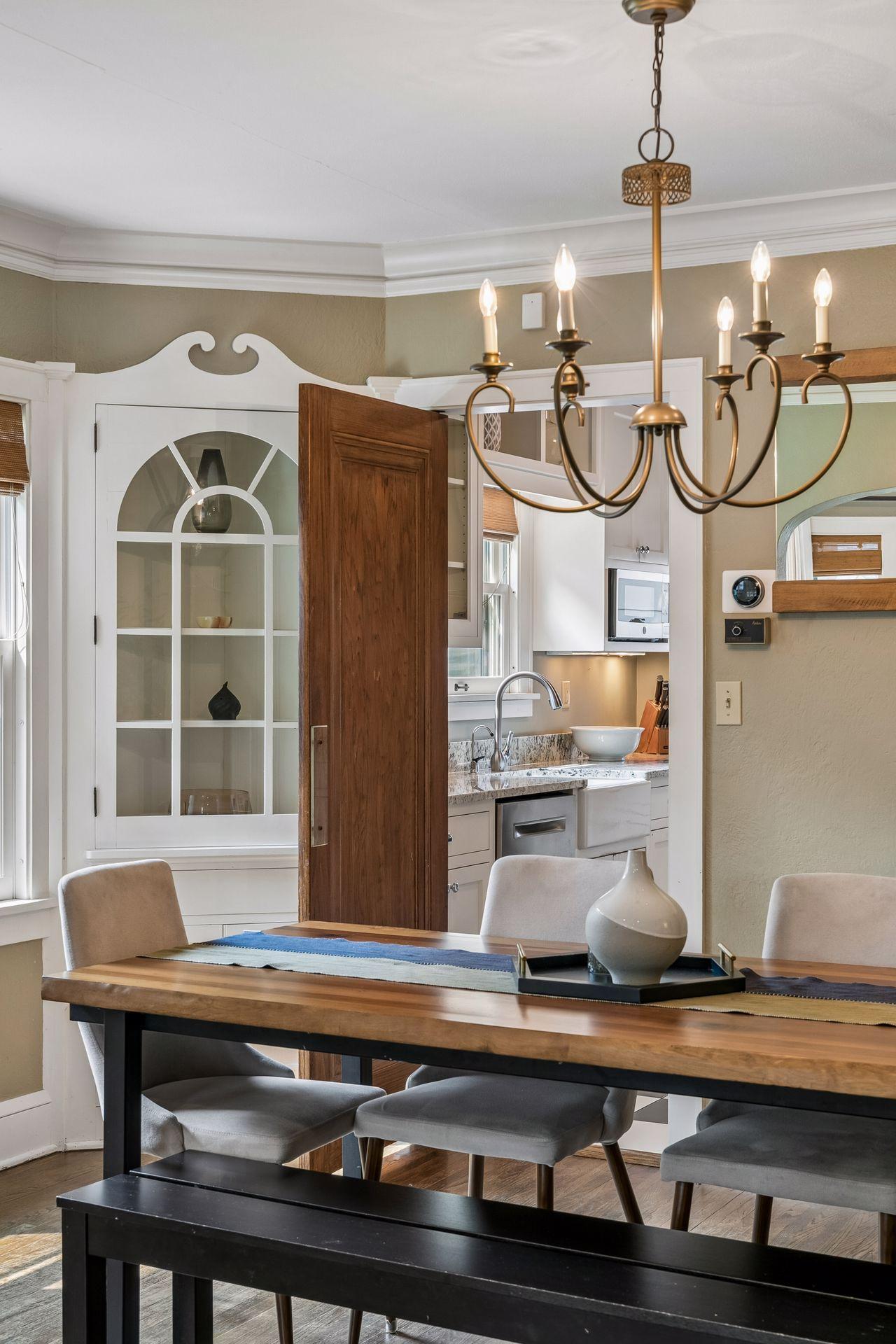 Period dining room swinging door