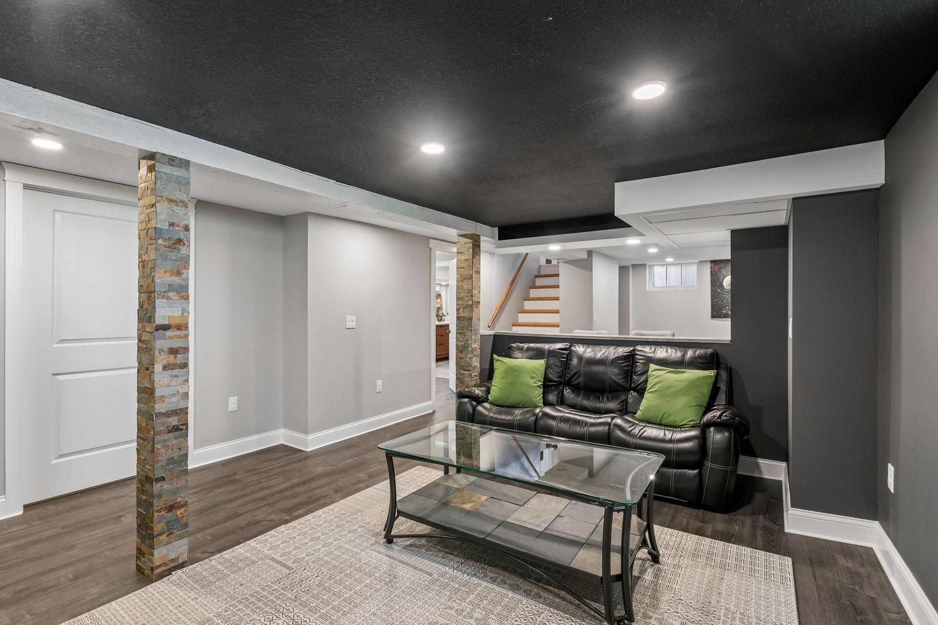Granite bar overlooks family room