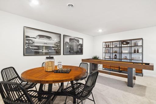 The lower level rec room is ideal for games or a poker night!