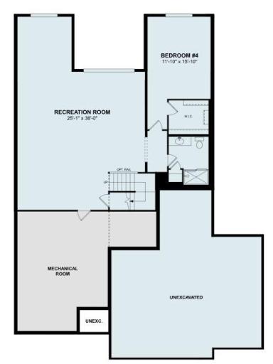 This home will also have a completed lower level including a large 3rd bedroom with walk in closet, a grand rec room, a comfortable 3rd bath and a large amount of space for storage . (artist rendering)