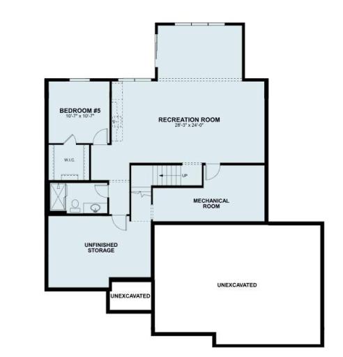 The lower level exceeds all expectations with rec room, bedroom and convenient bath. (artist rendering)
