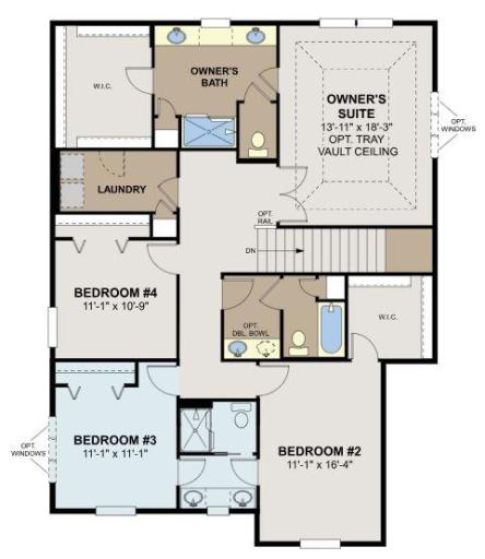 The second story is stunning with upper level laundry, 3 perfectly sized bedrooms, a gorgeous owner's suite and 3 upper level bathrooms. (artist rendering)