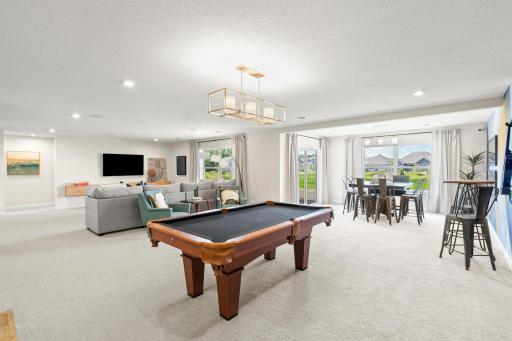 Another view of the lower level rec room. (model photo)