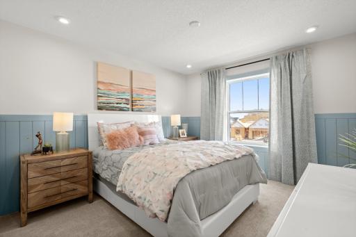 This home features 3 perfectly sized bedrooms along with the owner's suite all located on the upper level. (model photo)