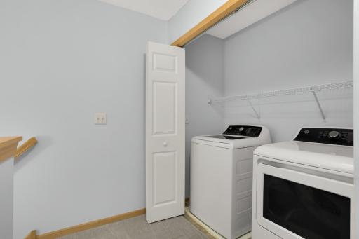 The laundry closet is located by the bedrooms.