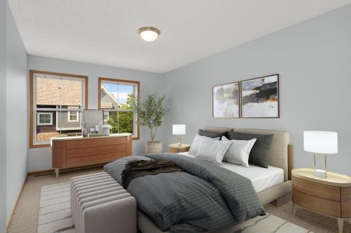 Primary bedroom virtually staged for decorating ideas