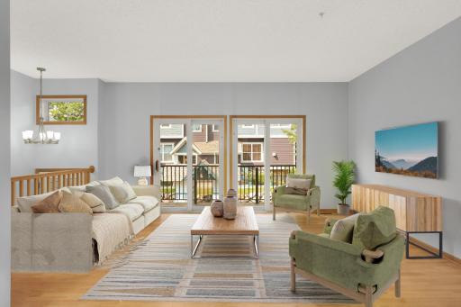 Living room virtually staged for furniture placement ideas