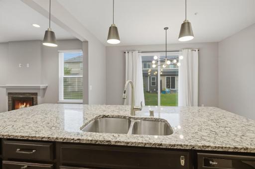 Center Island Sink with Pendant Lighting