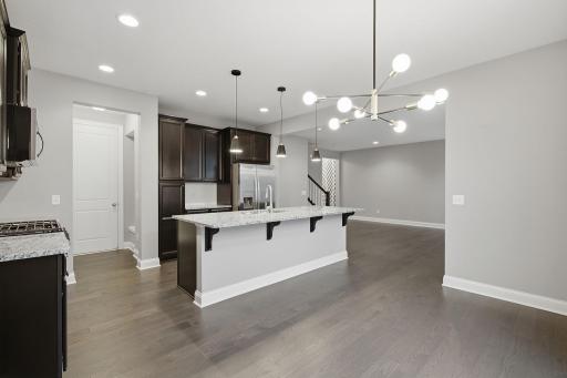 Open flow from kitchen to dining area
