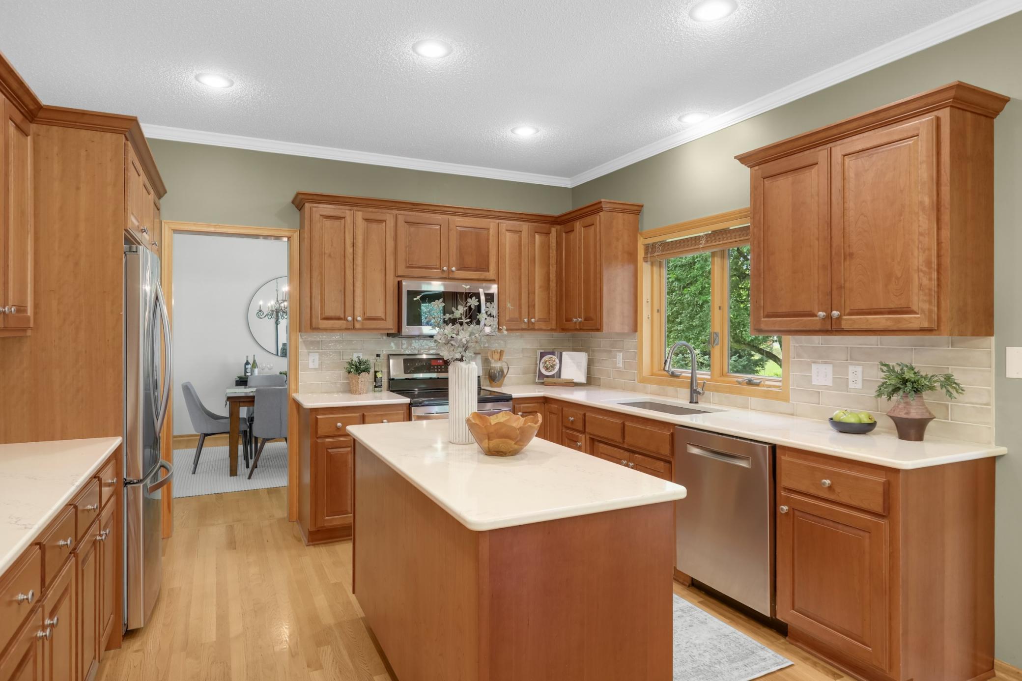Updated kitchen with cherry cabinets