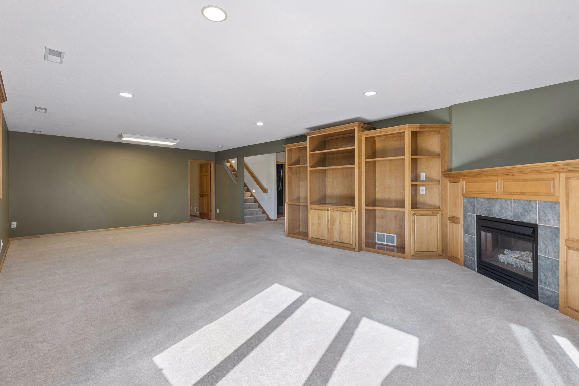 Lower Level Cabinets and Gas Fireplace