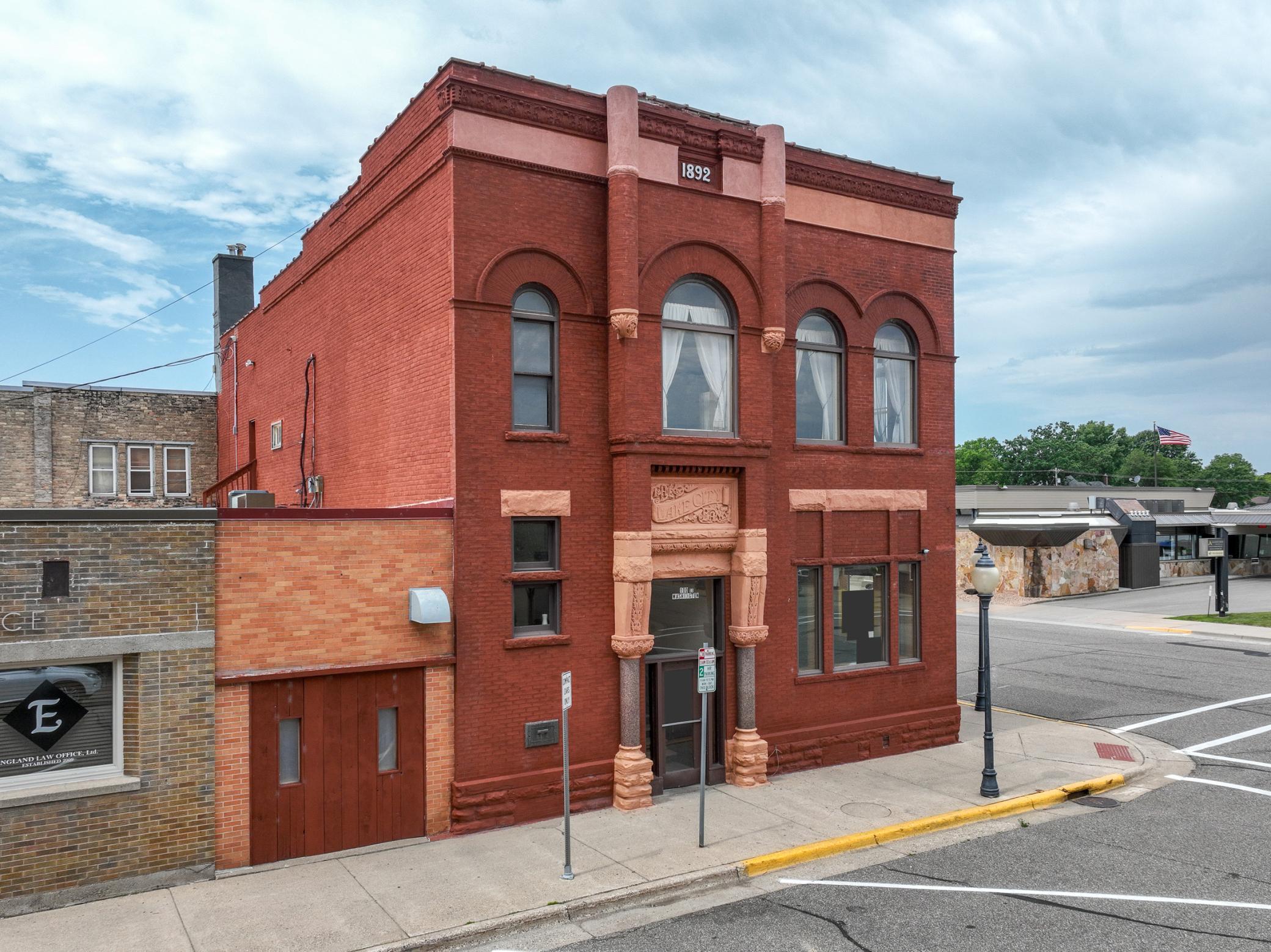 Newly tuckpointed brick building
