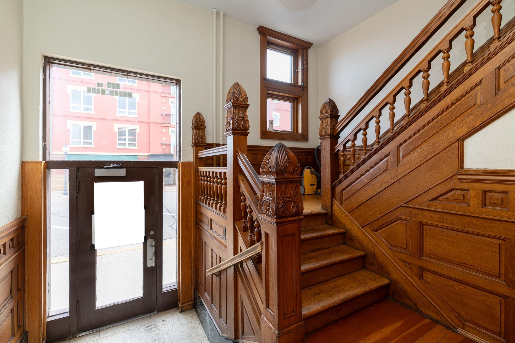 Main entrance with beautiful woodwork