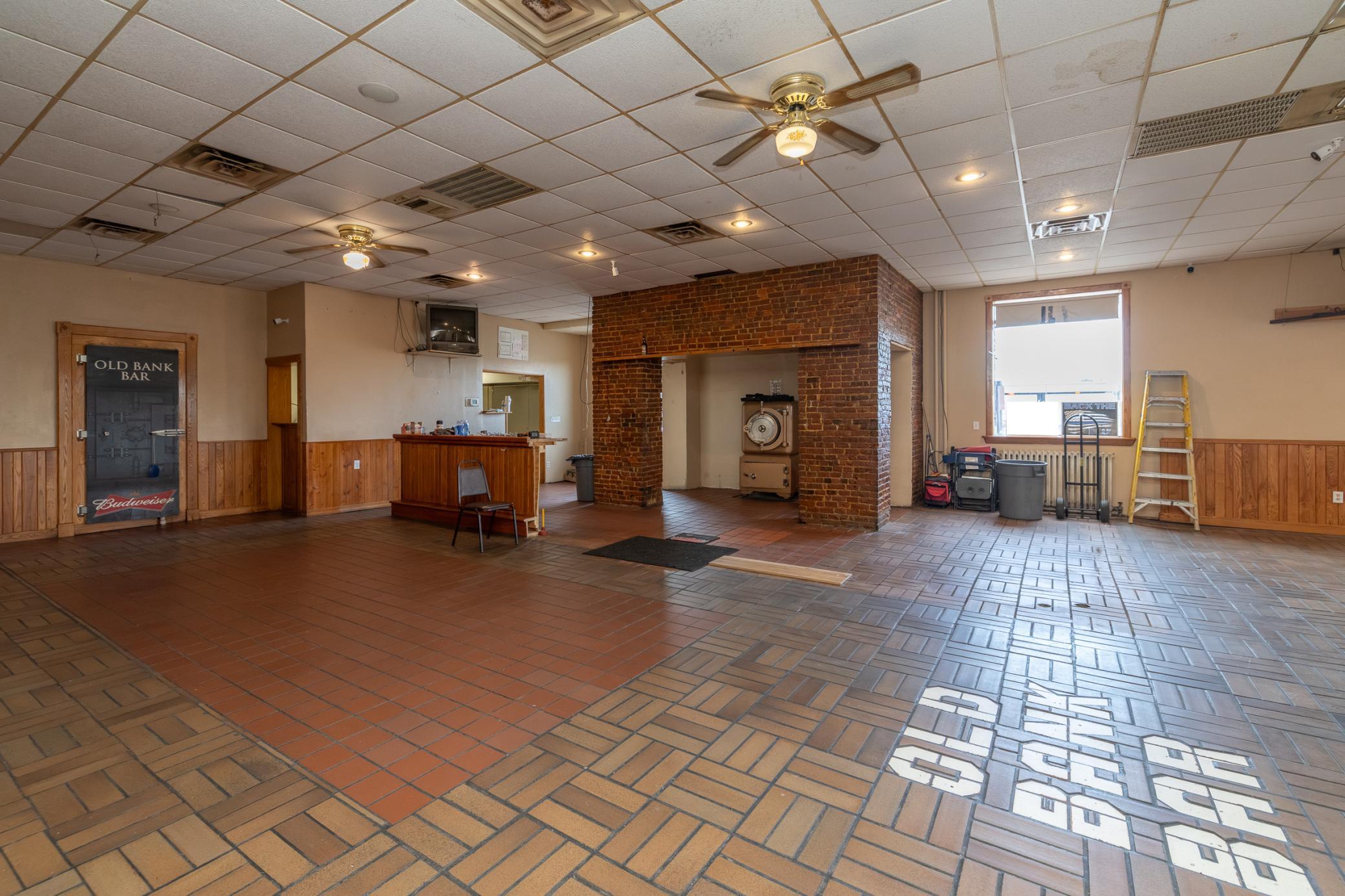 View of the old bar area and bank vault