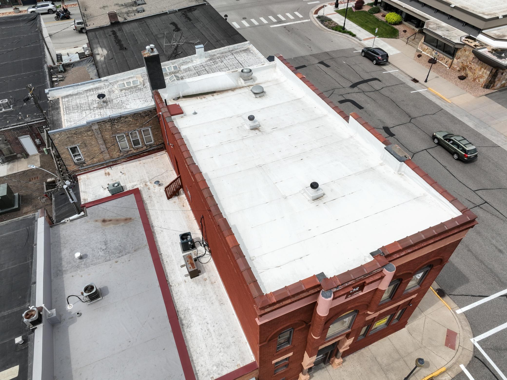 New 60 mil TPO Membrane roof on two story portion of building in 2022 and one story portion in 2023