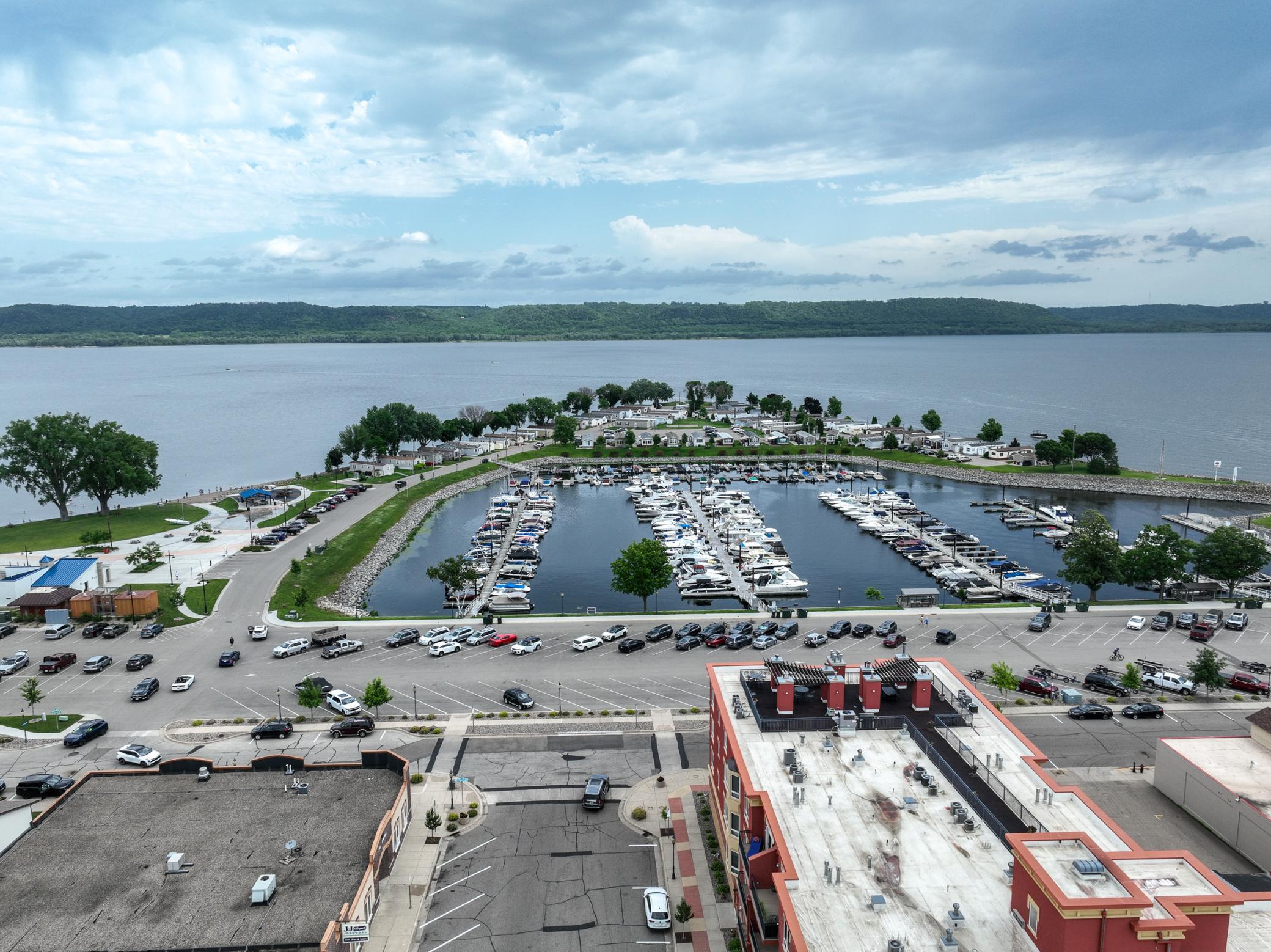 Aerial view of the marina