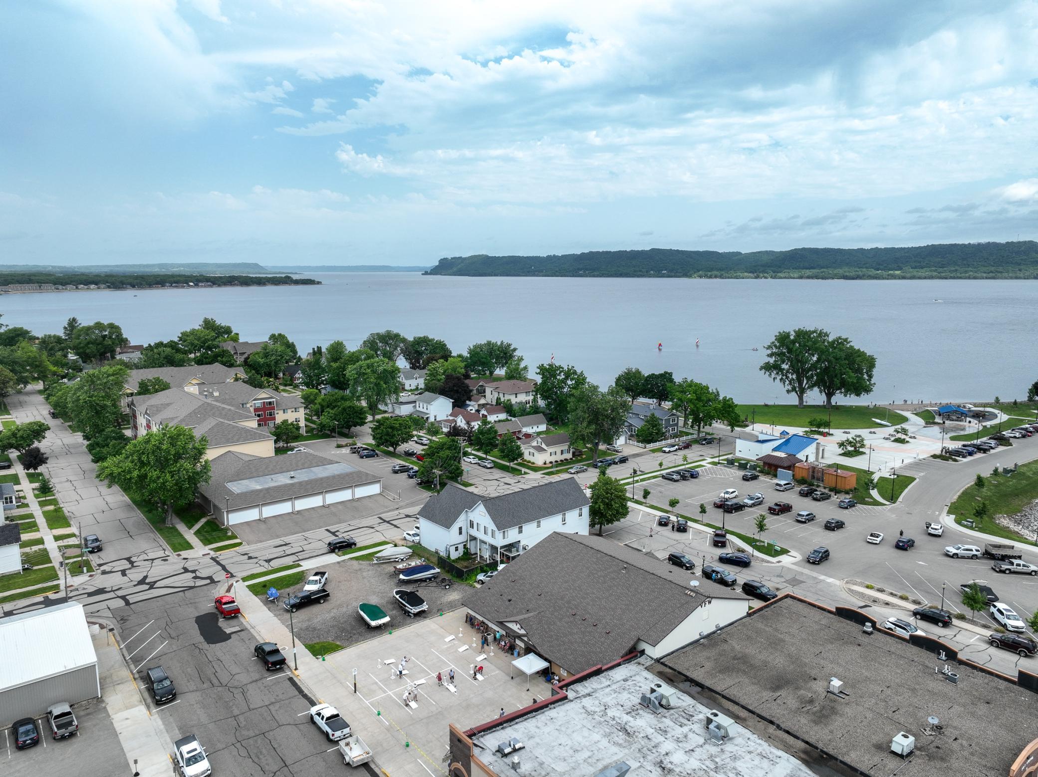 Aerial view looking towards Lake Pepin
