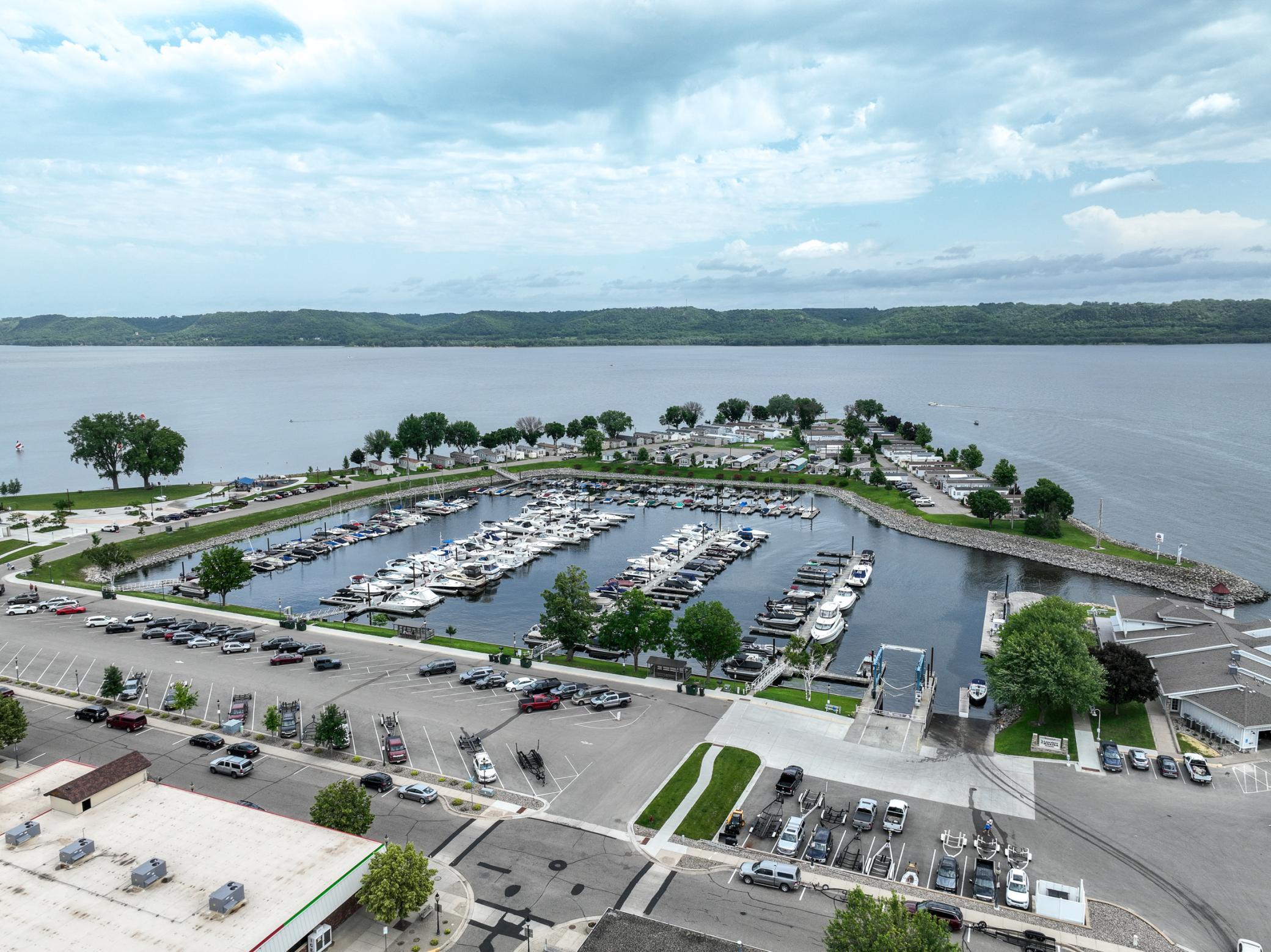 Aerial view of the marina