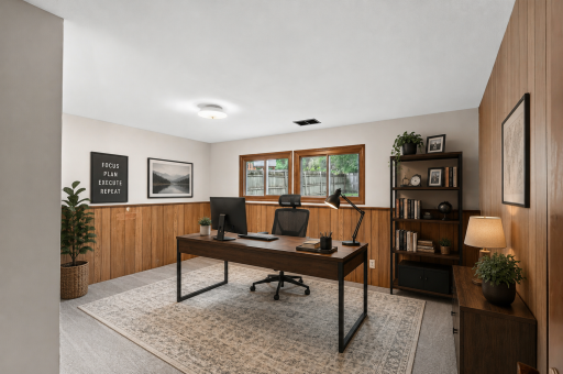 Lower Bedroom Virtually Staged as Home Office