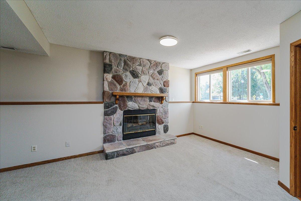 Lower Leve Family Room with Wood Burning Fireplace