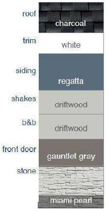 Exterior Color Portfolio selected for this home. Exhibit may not depict exact color match. Seller reserves the right to substitute finishes when necessary.