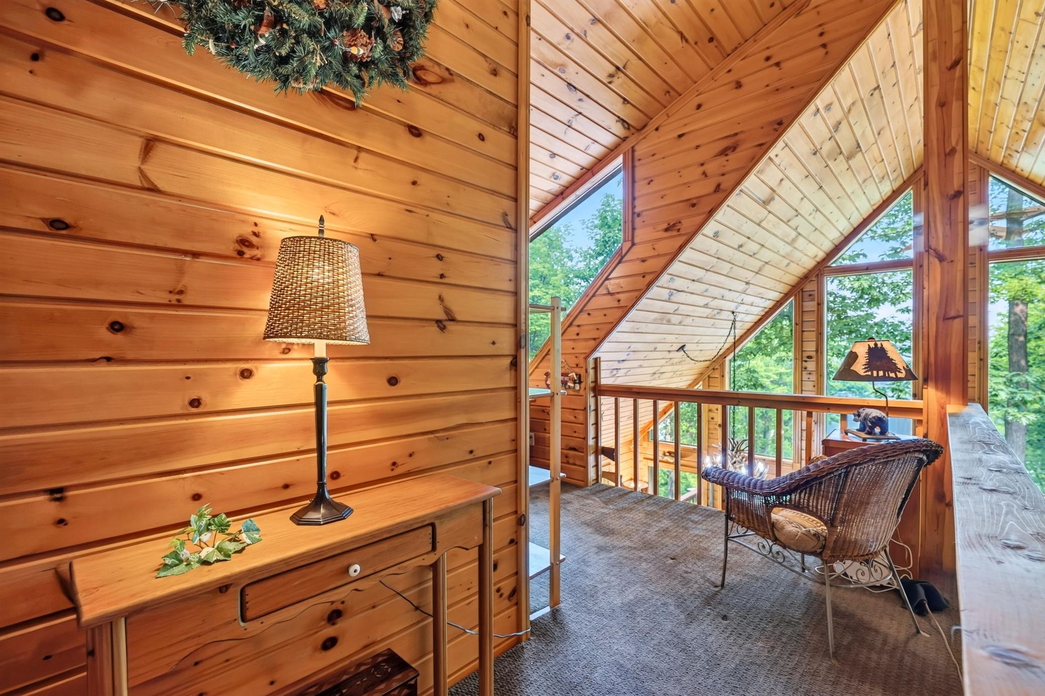 More warm, knotty pine walls and ceiling.
