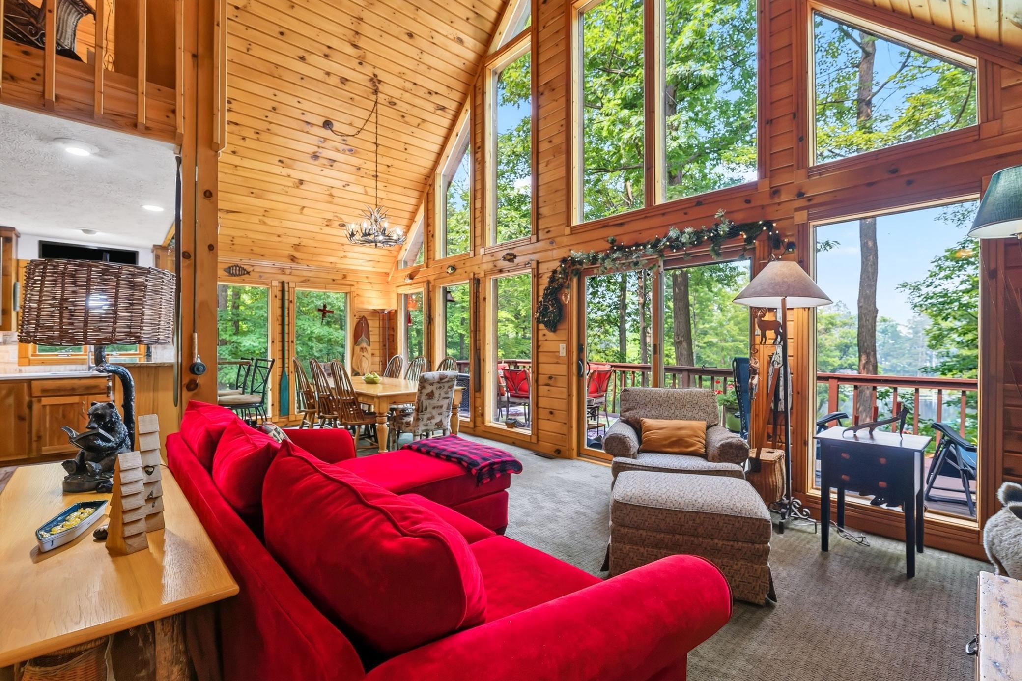 Stunning lake and wooded views.