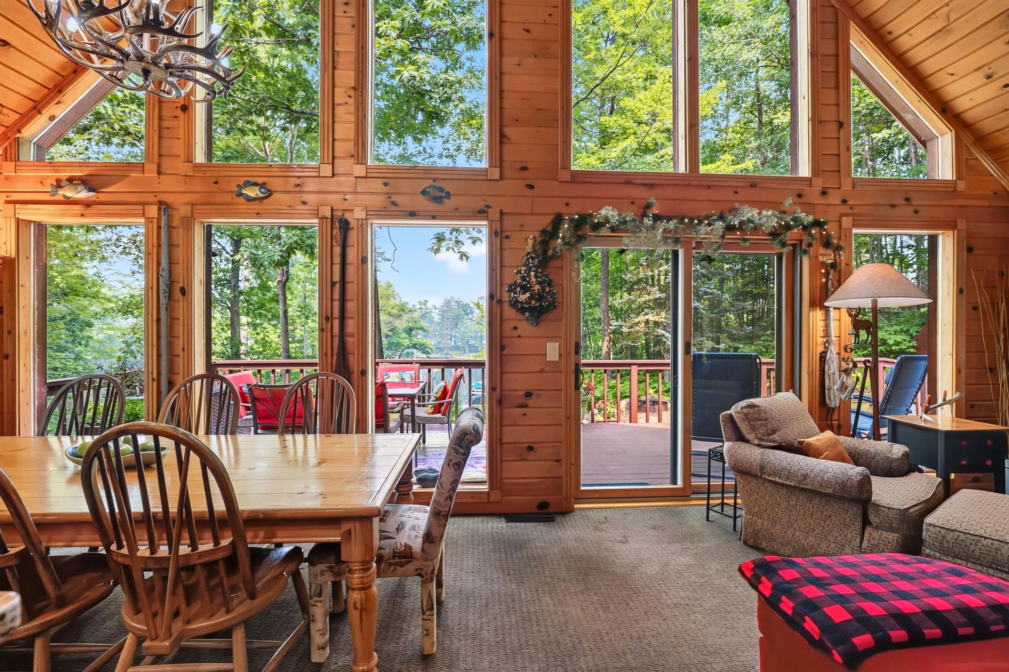 Wall of lakeside windows.